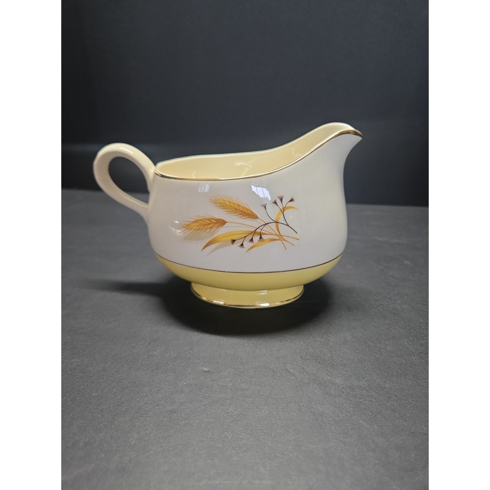 Vintage Century Service Autumn Gold Wheat Gravy Boat 22K Gold Trim MCM